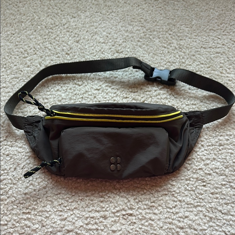 Dark Olive Belt Bag with Yellow Accents